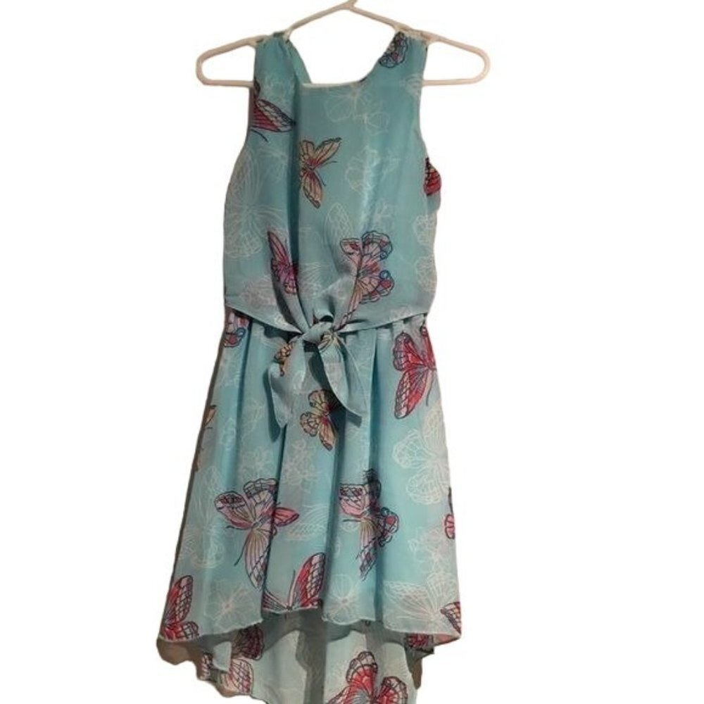 Pink & Violet Girls Dress Aqua with Butterflies XS New